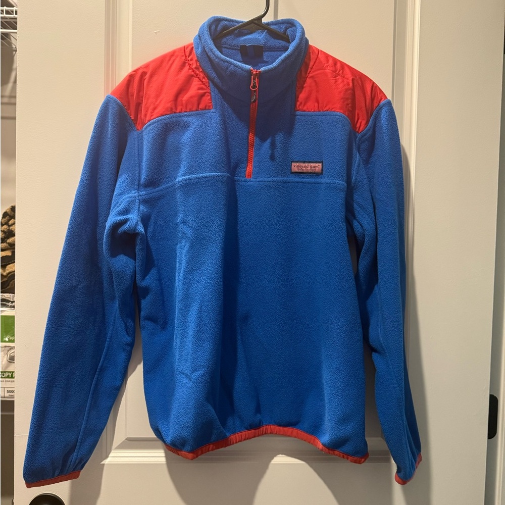 Vineyard Vines Shep Shirt Blue Red Quarter Zip Pullover